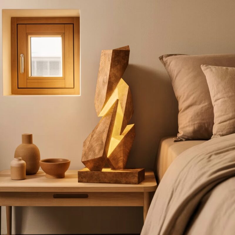 Side-by-side comparison of a table lamp on a nightstand and a floor lamp in a living room corner