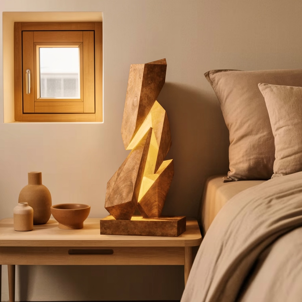 Side-by-side comparison of a table lamp on a nightstand and a floor lamp in a living room corner
