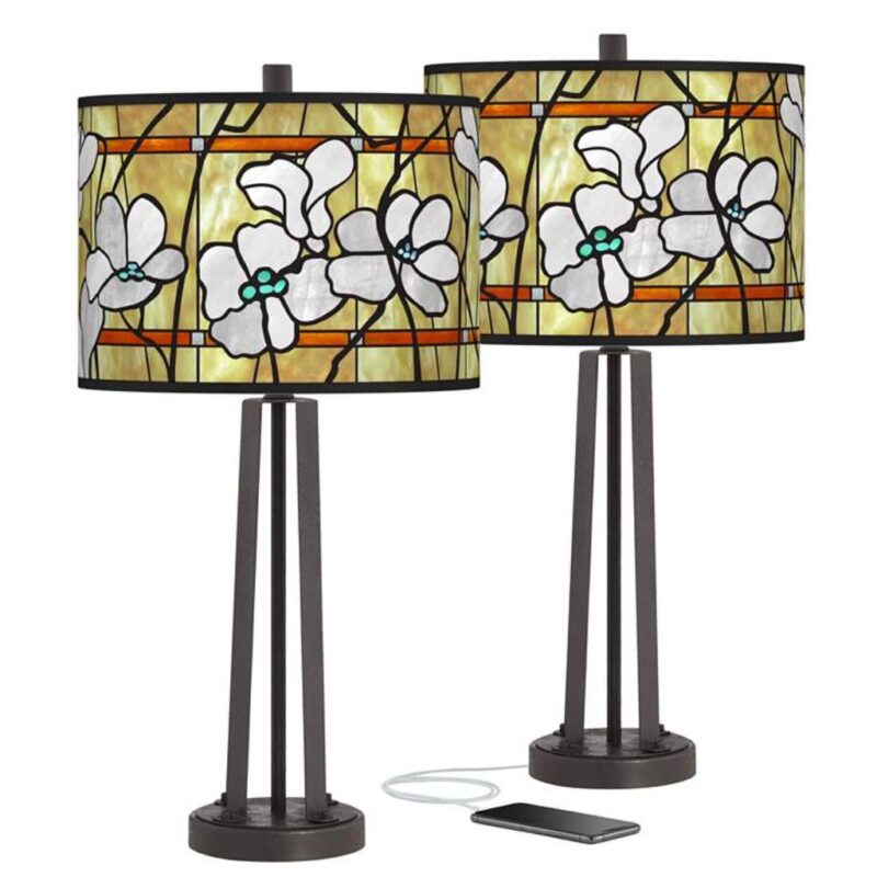 Side-by-side comparison of a plug-in table lamp with visible cord and a hardwired table lamp with clean wire-free installation