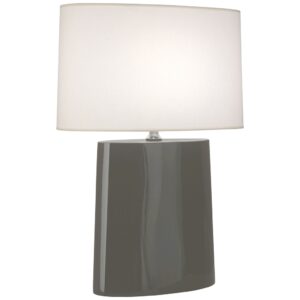 Before and after — cluttered traditional lamp versus clean minimalist black lamp on the same nightstand
