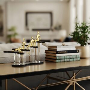 Maximalist sculpture in bold rooms — meadow ombre lamp as organic secondary voice in a warm layered maximalist room with deep wall color background