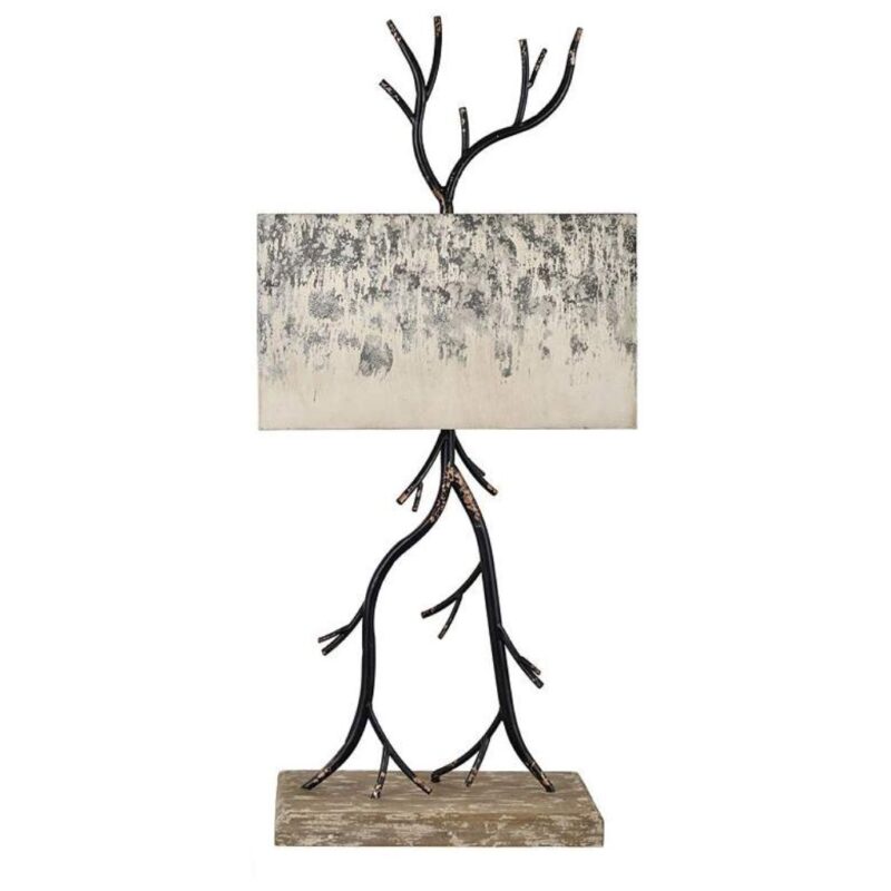 Black table lamps — Aarna matte black lamp as a quiet resolved punctuation mark in a contemporary warm-neutral room