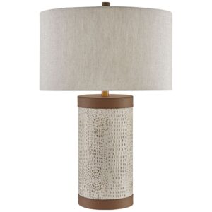 Art deco style table lamps — gunmetal fluted lamp showing stepped column and industrial machine-age material quality