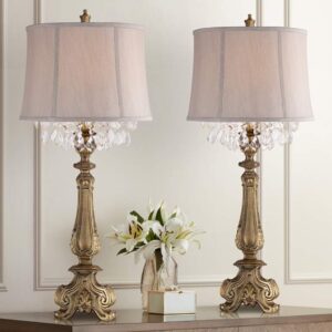 Art deco table lamps gold — Adeline five-petal gold lamp showing the vertical upward-reaching dramatic silhouette of the art deco tradition