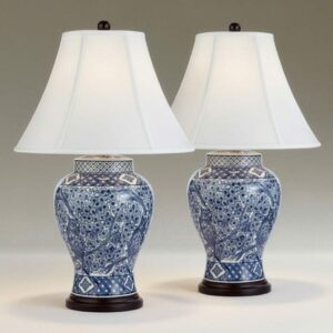 Modern farmhouse table lamps — granite ceramic with aged brass hardware showing the resolved modern farmhouse balance between artisan quality and contemporary proportion