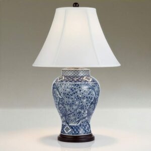Table lamp shades glass — cobalt glass lamp showing how a glass shade restricts and colors light creating a concentrated ambient pool