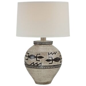 Table lamp size guide — modern accent brass lamp at correct console table proportions showing the height-to-width relationship