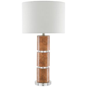 Table lamps living room layered — cobalt brass lamp as mid-level ambient layer in a layered lighting scheme with recessed and floor lamp complement