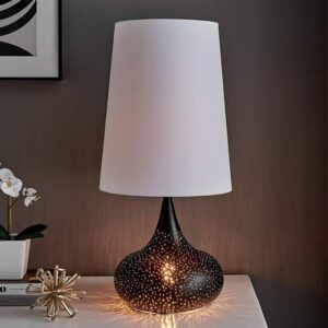 Home office table lamp — modern accent brass lamp showing dual task and ambient function with slim architectural form for a contemporary home office