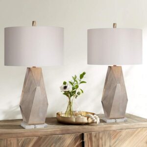 Cleaning table lamp shades — cobalt glass lamp showing how a glass shade is cleaned with glass cleaner on cloth (never sprayed directly)