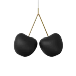 black pendant light, cherry silhouette design, front view