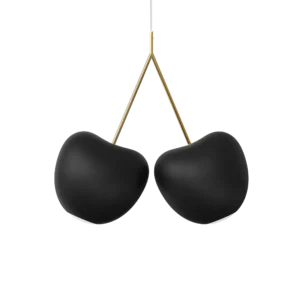 black pendant light, cherry silhouette design, front view