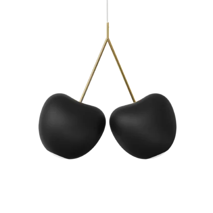 black pendant light, cherry silhouette design, front view