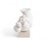 Side view of the floating head vase and base