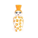 Decorative lidded vase, tall porcelain jar with sculpted lid