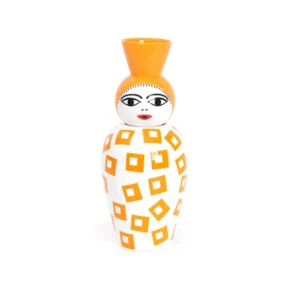 Decorative lidded vase, tall porcelain jar with sculpted lid
