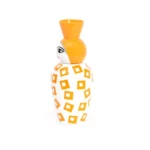 Side view of the tall decorative lidded vase