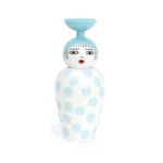 Side view of the tall porcelain lidded jar vase
