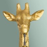 Floor Lamp Giraffe Gold, base and cable detail with light switch