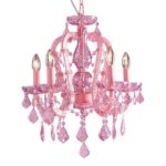 Glass Chandelier Aurora Pink, illuminated view