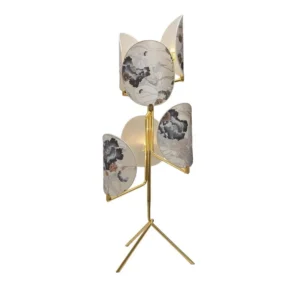 Multi light floor lamp, close-up of ivory shades