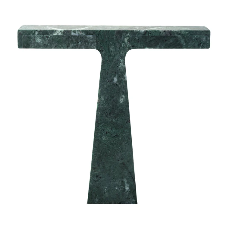 Bruchi Verde Guatemala Table Lamp by Niko Koronis Marble table lamp, angle showing T-shape silhouette
