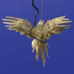 Ceiling Lamp Parrot Gold, close-up detail of the gold finish