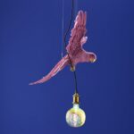 Ceiling Lamp Parrot Pink, close-up detail of the pink finish