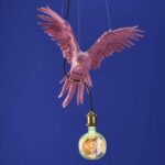 Ceiling Lamp Parrot Pink, illuminated view