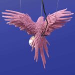 Ceiling Lamp Parrot Pink, close-up detail of the pink finish