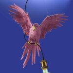 Ceiling Lamp Parrot Pink, close-up detail of the pink finish
