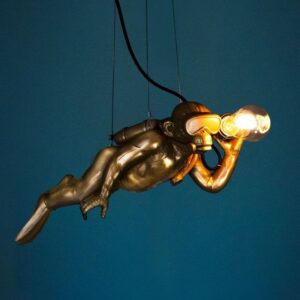 Ceiling Lamp Monkey Gold, full front view of the monkey sculpture