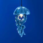 Ceiling Light Jellyfish Blue, full front view of the jellyfish sculpture