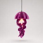 Ceiling Light Jellyfish Magenta, shown mounted in a hallway