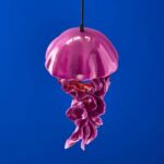 Ceiling Light Jellyfish Magenta, shown mounted in a hallway
