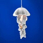 Ceiling Light Jellyfish White, full front view of the jellyfish sculpture