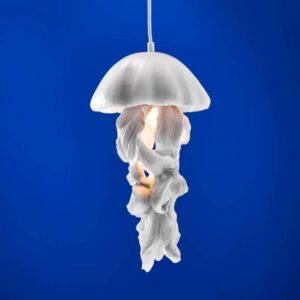 Ceiling Light Jellyfish White, full front view of the jellyfish sculpture