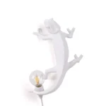 Wall Lamp Chameleon Climbing, full front view of the chameleon sculpture