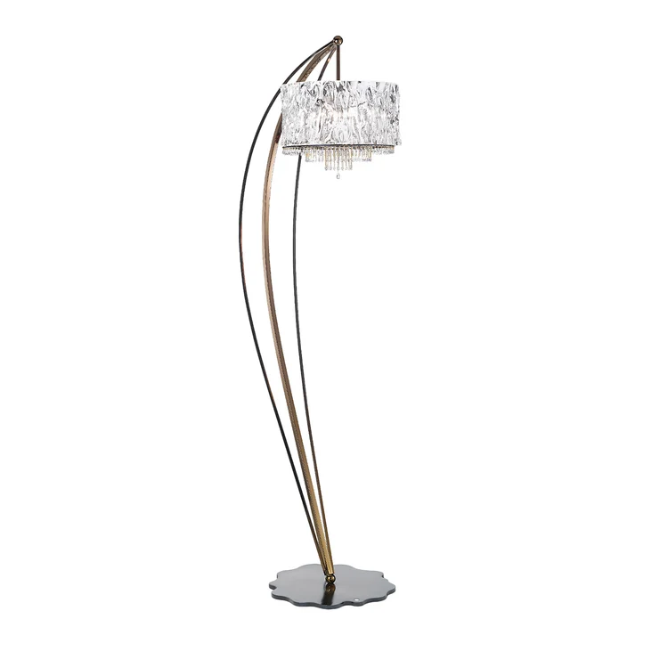 Black aubergine crystal floor lamp, front view