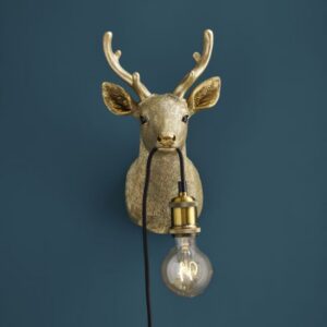 Wall Lamp Deer Gold, full front view of the antler detail