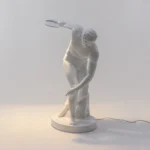 Table Lamp Discus Thrower, close-up detail of the glowing discus