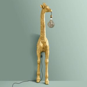 Floor Lamp Giraffe Gold, full front view of the tall giraffe form