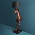 Floor Lamp Horse Brown, base and cable detail with light switch