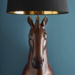 Floor Lamp Horse Brown, base and cable detail with light switch