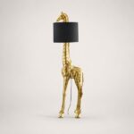 Floor Lamp Giraffe Gold and Black, close-up detail of the gold finish