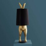 Floor Lamp Rabbit Gold, full front view of the rabbit sculpture