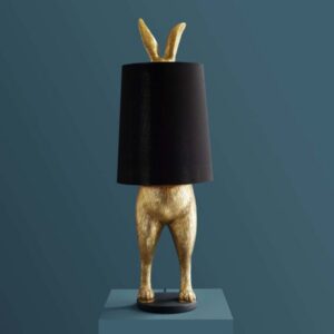 Floor Lamp Rabbit Gold, full front view of the rabbit sculpture