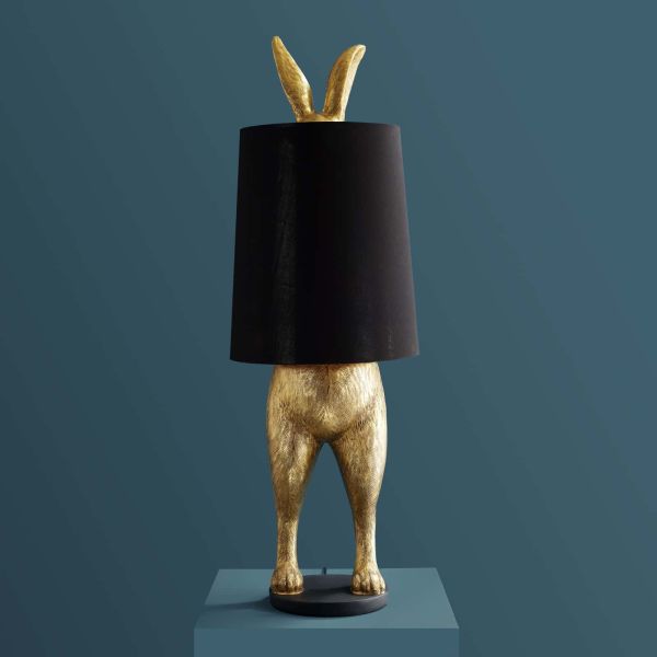 Floor Lamp Rabbit Gold, full front view of the rabbit sculpture