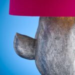 Floor Lamp Rabbit Silver and Pink, close-up detail of the silver finish