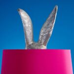 Floor Lamp Rabbit Silver and Pink, close-up detail of the silver finish